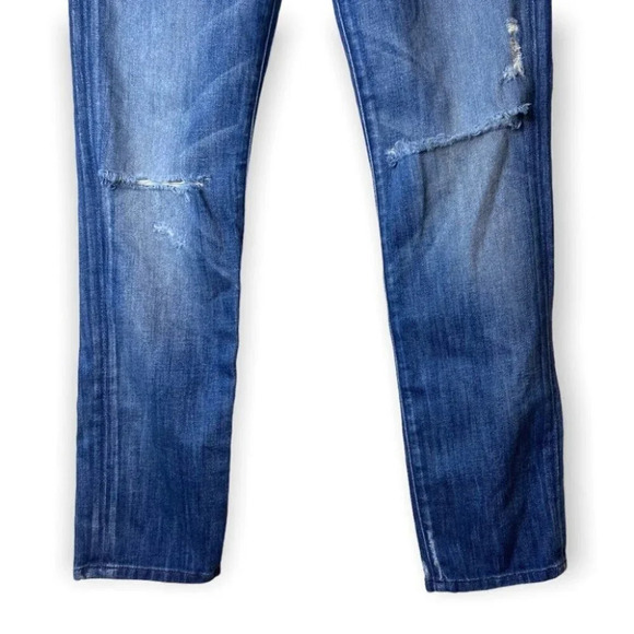 7 For All Mankind Josefina Skinny  Boyfriend Studded Distressed Blue Jeans 25 - Picture 6 of 14